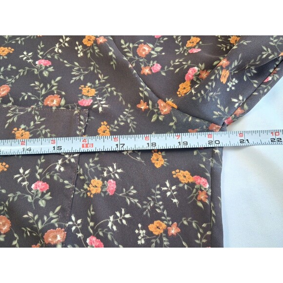 Pleione Womens Small Blouse 3/4 Sleeve Multi-color Floral Round Neck Polyester - Picture 11 of 14